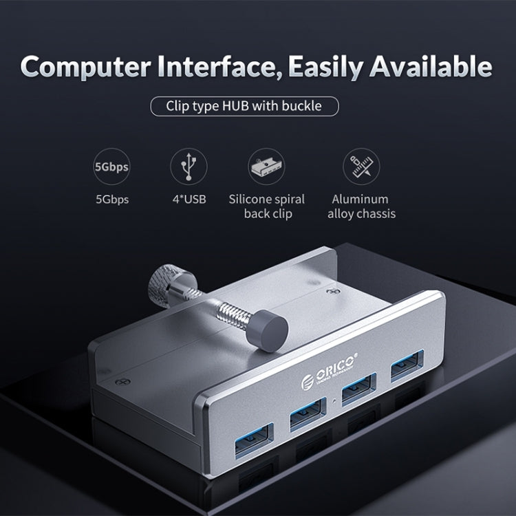 ORICO MH4PU-P Aluminum Alloy 4 Port USB3.0 Clip-type HUB, MH4PU-P(Silver) – Aluminum Alloy, TPU
