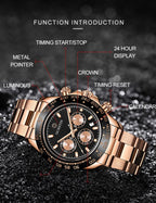 OCHSTIN Augusten 6103B Multi Function Quartz Watch Sports luminous Waterproof Watch Calendar Steel Band Men Watch