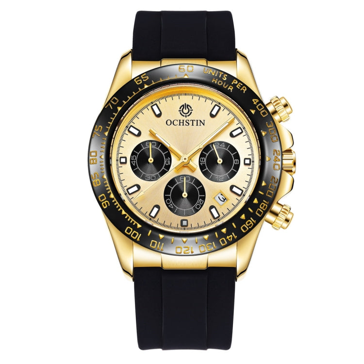 OCHSTIN 6103 Multi Function Quartz Watch Silicone Watch Band Sports Luminous Waterproof Watch Gold