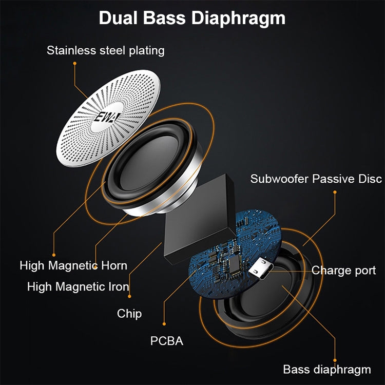 EWA A109M Portable Bluetooth Speaker Wireless Heavy Bass Bomm Box Subwoofer Phone Call Surround Sound Bluetooth Shower Speaker