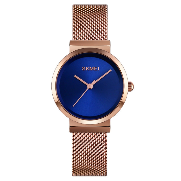 Quartz Watch – 1595 Fashion Elegant Scale Free Steel Mesh Belt Women's Watch... Rose Gold Blue