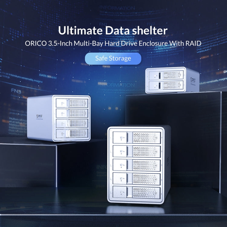 ORICO 9528RU3 3.5-Inch External Hard Drive Enclosure with RAID – Aluminum Alloy, TPU
