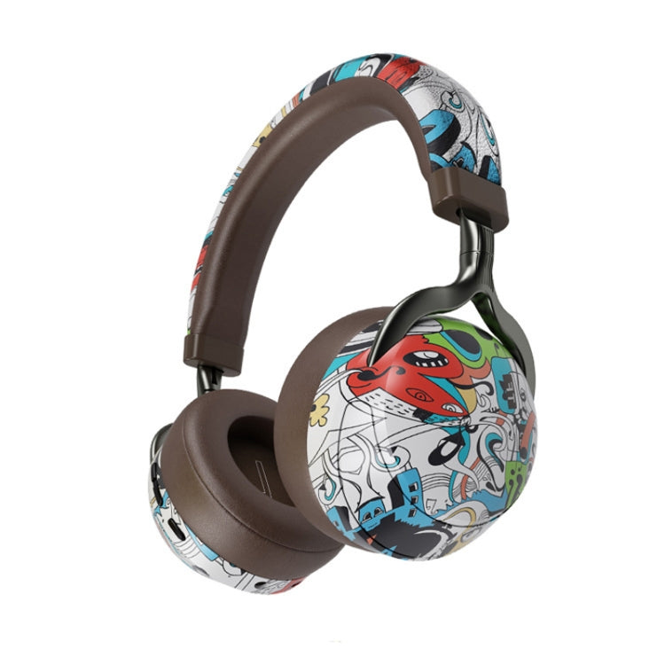 VJ086 Graffiti Headset Wireless Sports Bluetooth Headset Water Transfer Color Print Headset, Support TF, FM Dazzle Colour