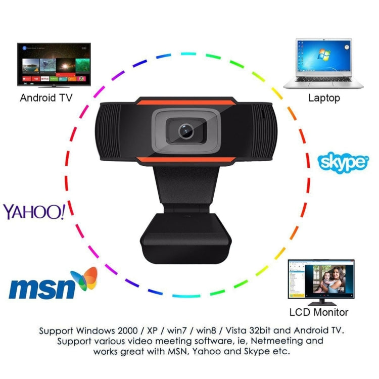 HXSJ A870 Webcam HD 480P PC Camera with Absorption Microphone MIC for Skype for Android TV Rotatable Computer Camera USB Web Cam, 480P – Durable Build, Easy to Use