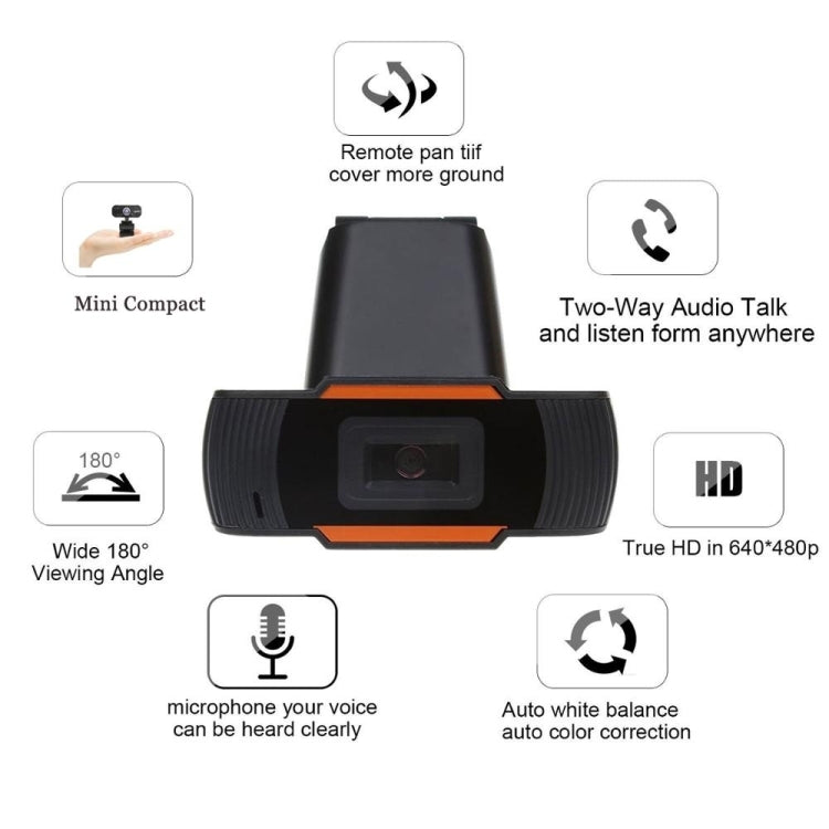 HXSJ A870 Webcam HD 480P PC Camera with Absorption Microphone MIC for Skype for Android TV Rotatable Computer Camera USB Web Cam, 480P – Durable Build, Easy to Use