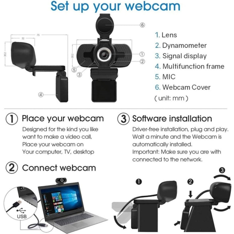 Full HD 1080P Web Camera With Noise Cancellation Microphone Skype Streaming Live Camera for Computer Android TV – TPU