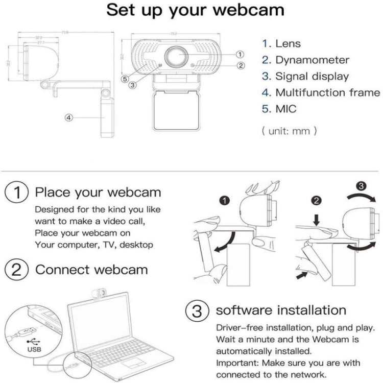 Full HD 1080P Web Camera With Noise Cancellation Microphone Skype Streaming Live Camera for Computer Android TV – TPU