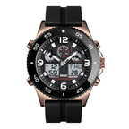 Watch – 1538 Multi-Function Time Large Dial Steel Belt Men Casual Sports... Rose Gold-Silicone Belt
