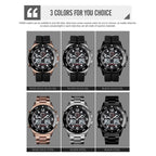 Watch – 1538 Multi-Function Time Large Dial Steel Belt Men Casual Sports...