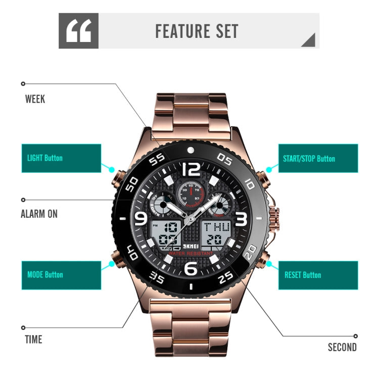 Watch – 1538 Multi-Function Time Large Dial Steel Belt Men Casual Sports...