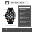 Watch – 1538 Multi-Function Time Large Dial Steel Belt Men Casual Sports...