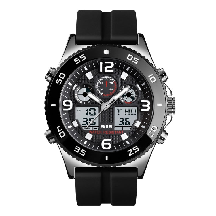 Watch – 1538 Multi-Function Time Large Dial Steel Belt Men Casual Sports... Silver-Silicone Belt