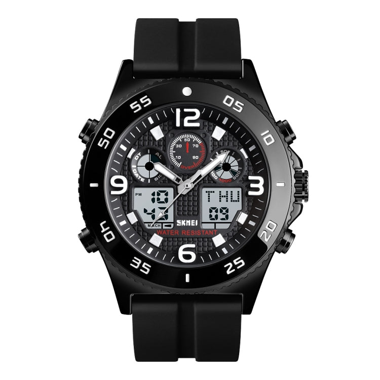 Watch – 1538 Multi-Function Time Large Dial Steel Belt Men Casual Sports... Black-Silicone Belt