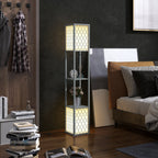 2-Light Modern Floor Lamp with Shelves for Living Room, Bedroom, Grey