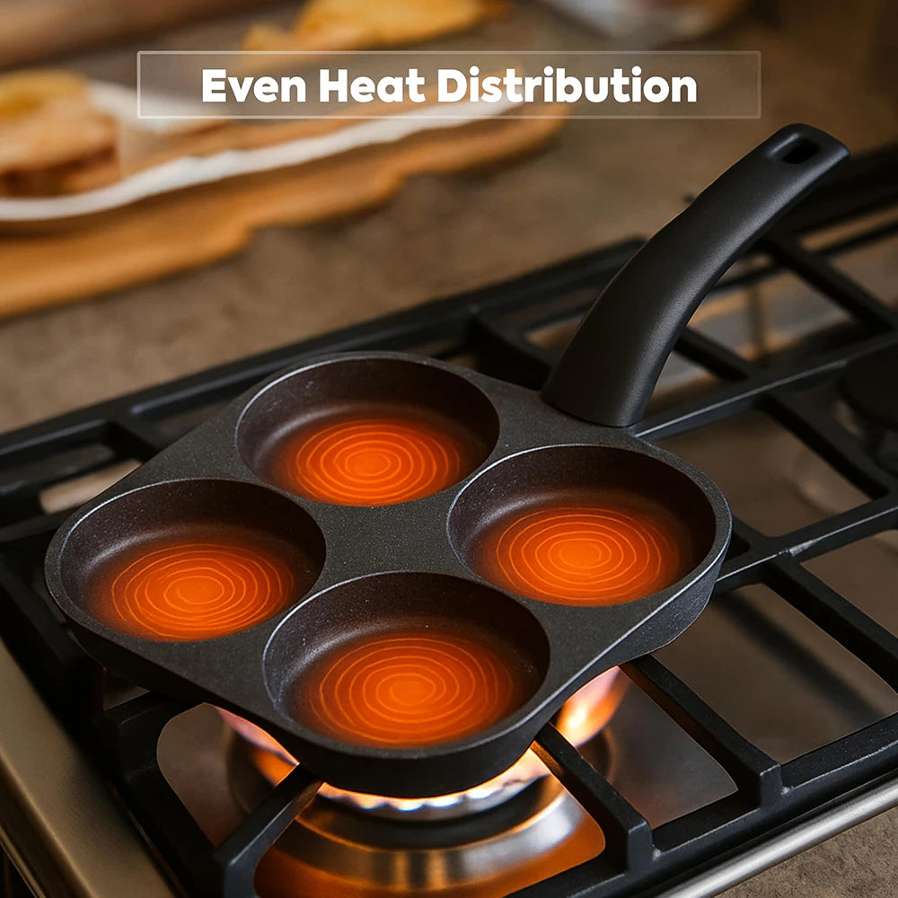 4-Cup Egg Frying Pan – Medical Stone Nonstick Coating, Gas & Induction Compatible, 20cm