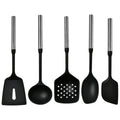 Stainless Steel Handle Silicone Kitchen Utensil Set – Cooking Utensils for Non-Stick Cookware – Spatula, Ladle, Turner & More – Available in Multiple Sets (5 Pieces / 6 Pieces) 5 Pieces (Standard)
