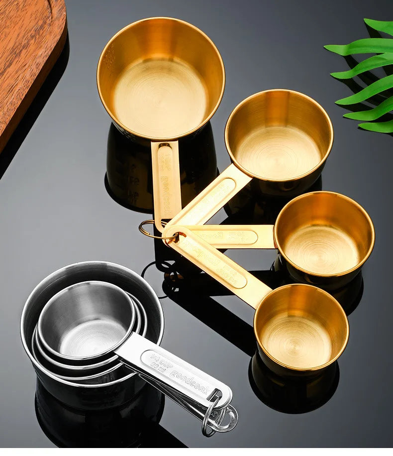 Gold Stainless Steel Measuring Cups & Spoons Set