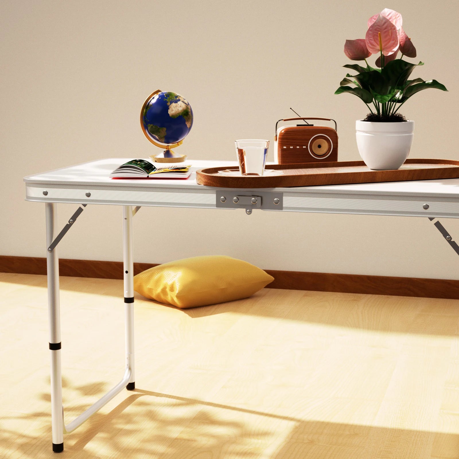 4ft Aluminium Folding Camping Table | 3 Height Settings | 120x60cm