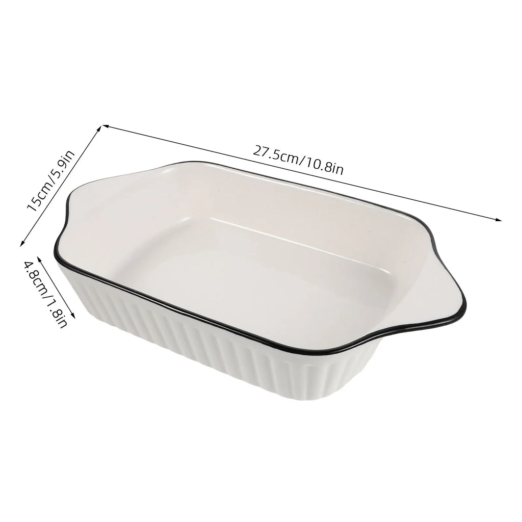 Rectangular Porcelain Casserole Dish with Handles – Ceramic, Oven, Microwave & Dishwasher Safe, 27.5cm, Great for Casseroles, Roasting, and Everyday Baking