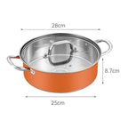 28cm Stainless Steel Stew Pot with Glass Lid – Induction Compatible, Suitable for Gas & Induction, Great for Soups, Stews, and Everyday Cooking Orange