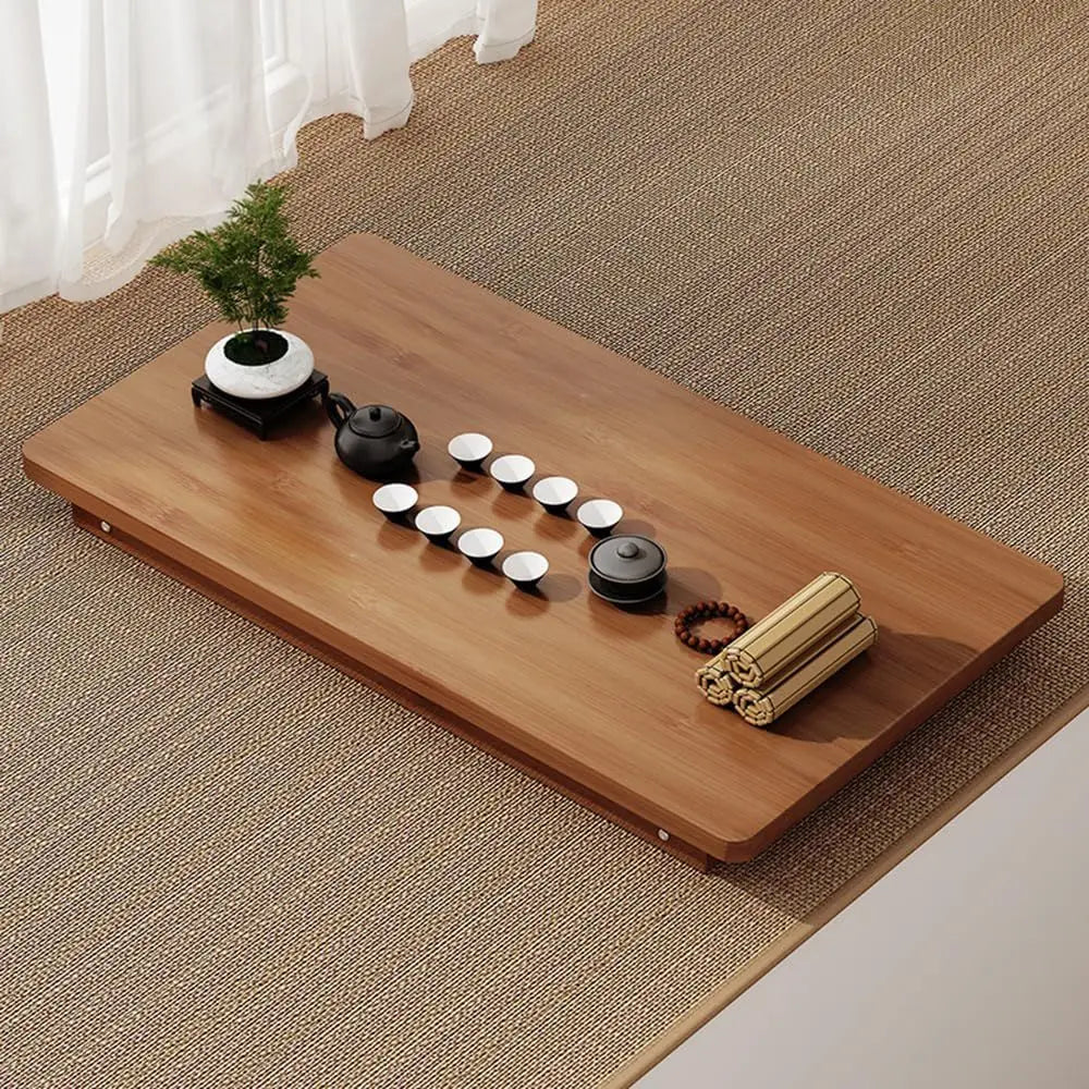 Japanese Style Folding Low Coffee Table | Tatami Floor Desk | Wood & Metal