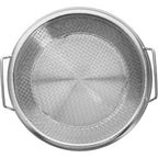 Multi-Use Round Stainless Steel Frying Oil Strainer/Drainer Mesh Rack with Elevated Handles and Drip Tray Set, 2-in-1 Mesh Basket & Tray Combo for Fried Foods, Chicken, Fries & Tempura, Strainer, Vegetable Washing & Baking Cooling