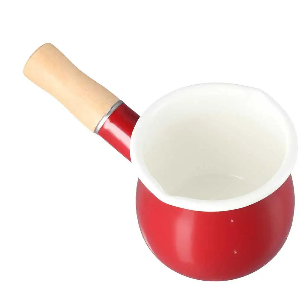 Mini Enamel Milk Pan with Wooden Handle | 500ml | 3 Colours