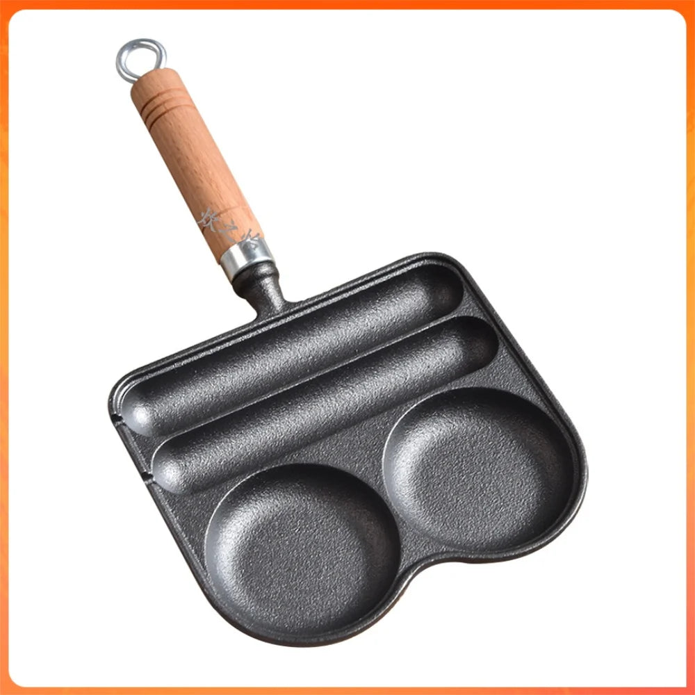 Egg Frying Pan Nonstick 4 Section Skillet With Heat Resistant Handle Cooking Pan Divided Pan Gas Induction Compatible China Mainland