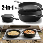 Heavy-Duty 2-in-1 Cast Iron Combo – Pre-Seasoned 10-Inch Dutch Oven (3 Quart Capacity) with Reversible Frying Pan Lid, Multi-Purpose Cookware for Bread, Roasting & Everyday Cooking UNITED KINGDOM