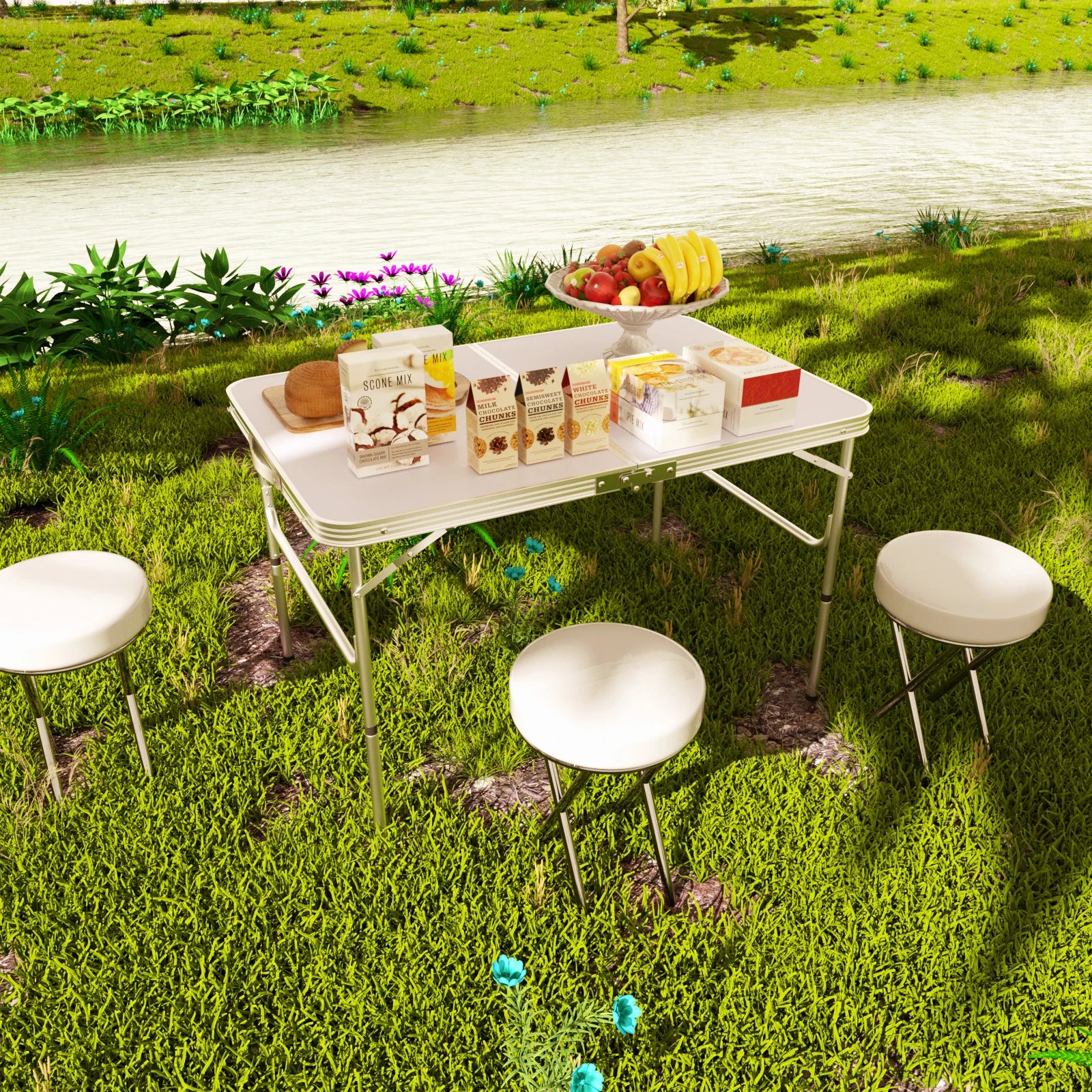 Adjustable Height Folding Table | Aluminium & MDF | 9 Size Options | Indoor & Outdoor