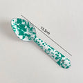 Retro Enamel Dinnerware | Splash Ink Pattern | Plates, Bowls, Cups & Spoons | Assorted Designs F-spoon