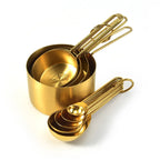 Gold Stainless Steel Measuring Cups & Spoons Set 9pcs set 5 measuring cups + 4 measuring spoons