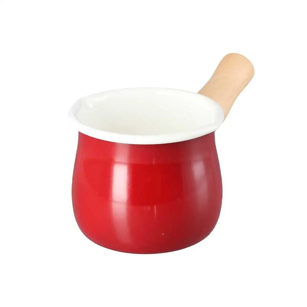 Mini Enamel Milk Pan with Wooden Handle | 500ml | 3 Colours