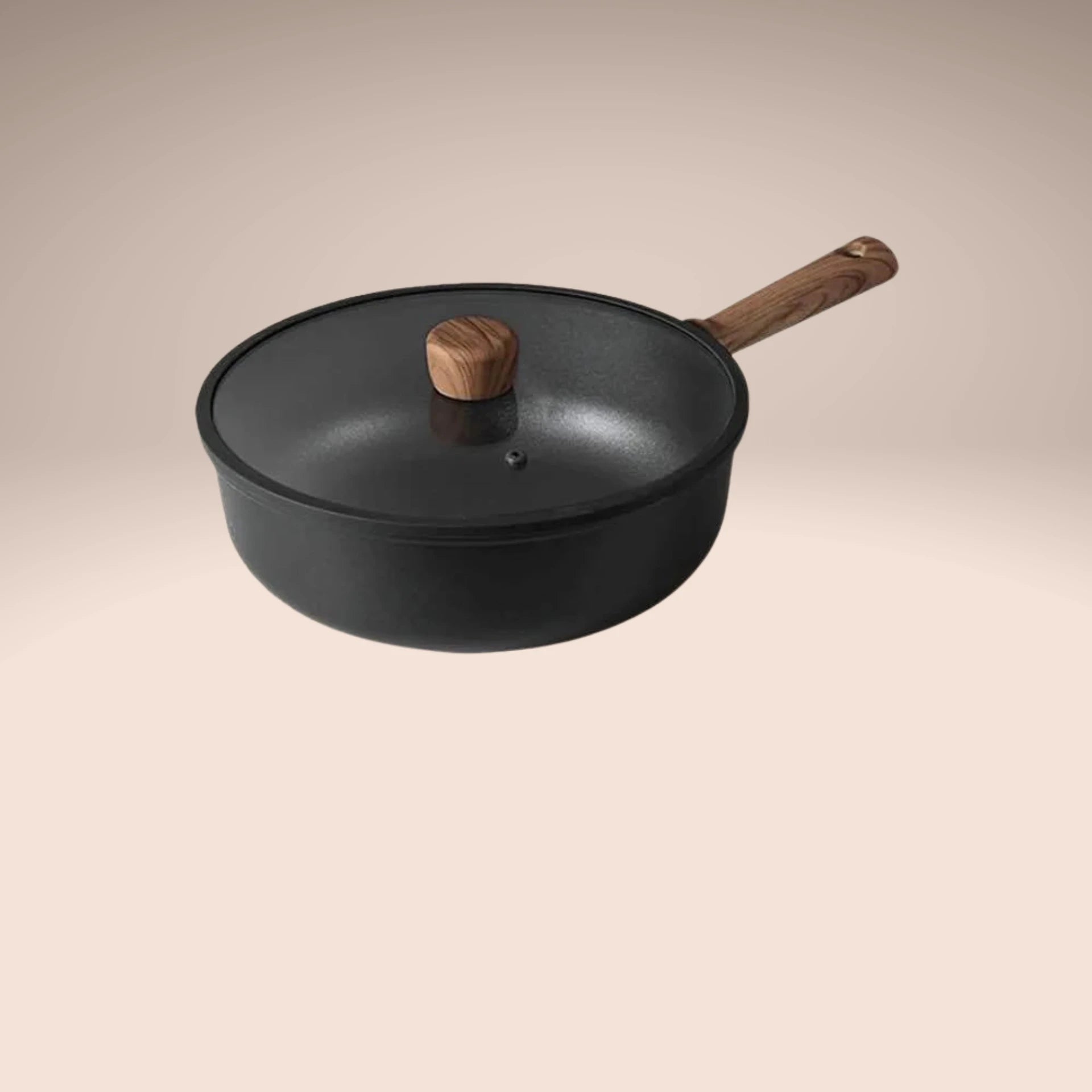 28cm Titanium Nonstick Deep Frying Pan With Glass Lid For Induction Electric Gas Stoves Eco Friendly Cookware