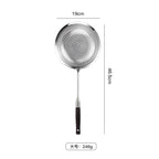 304 Stainless Steel Fine Mesh Kitchen Skimmer Strainer with Non-Slip Anti-Scald Wooden Handle, Great for Deep Frying, Noodles, Dumplings, Pasta & Vegetables, Oil Filtering & Draining, Available in 14cm, 16cm & 19cm Sizes 19cm