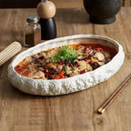 Ceramic Fish Plate with Rock Texture | Scratch Resistant | 3 Sizes