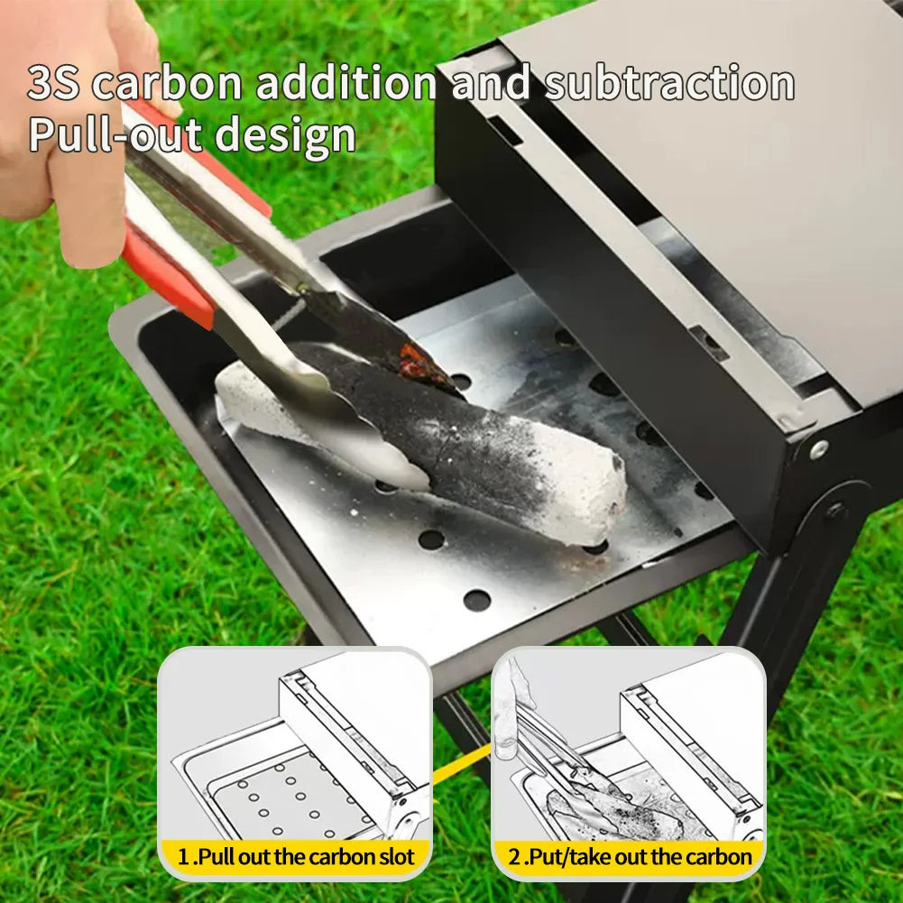 Foldable Charcoal BBQ Grill for Outdoor Use