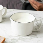White Enamel Measuring & Milk Cup | Gas & Induction Safe | 500ml & 1000ml