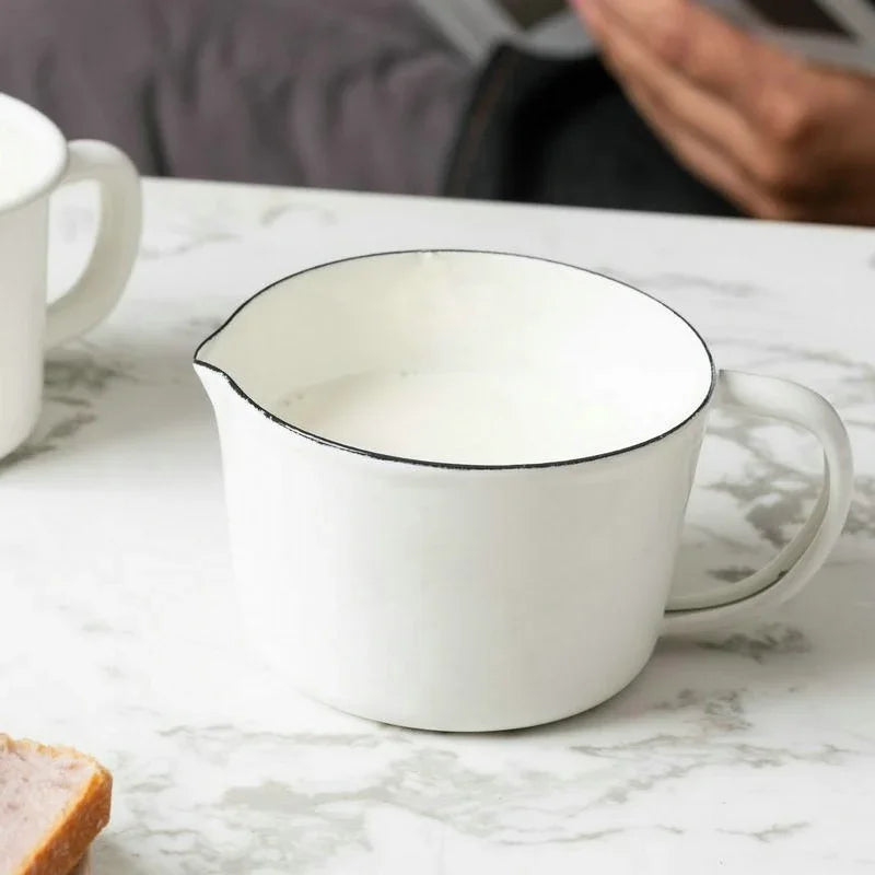 White Enamel Measuring & Milk Cup | Gas & Induction Safe | 500ml & 1000ml