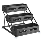 3-Tier Height-Adjustable Pull-Out Kitchen Spice Rack – Countertop Storage Organiser for Spice Bottles, Oils & Jars, Foldable & Rust-Resistant, Available in Black & White