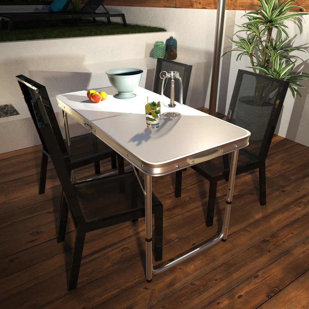 4ft Aluminium Folding Camping Table | 3 Height Settings | 120x60cm