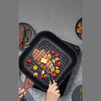Square Non-Stick Grill Pan With Large Cooking Surface For Searing Durable Food Grade Aluminum Griddle Grill Pan