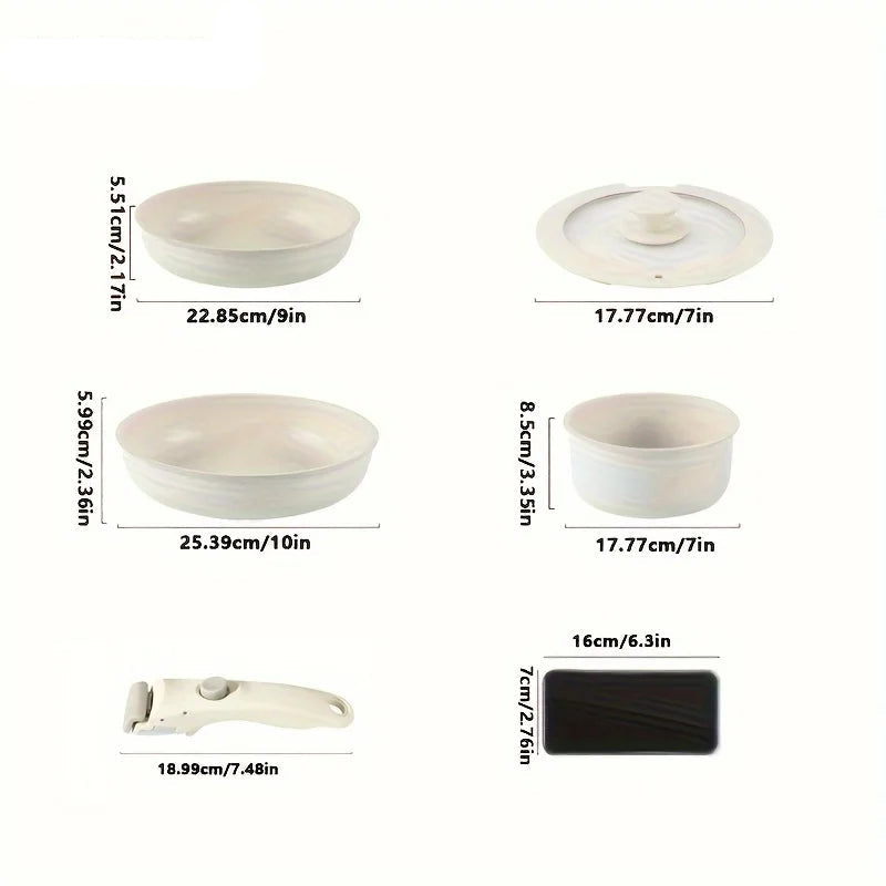 Non-Stick Cookware Set with Detachable Handles