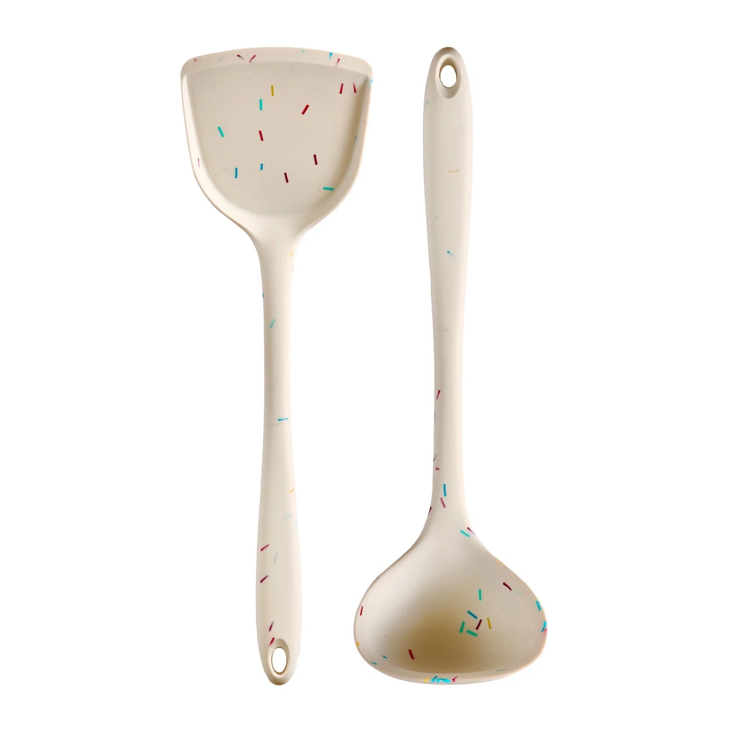 7-Piece Silicone Cooking Utensil Set – Food-Grade Silicone, Long Handle Soup Ladle, Skimmer, Stir Fry Spatula, Slotted Spatula, Spaghetti Server, Rice Spoon, Spoon Spatula, High Temperature Resistant, Great for Cooking and Baking 2-Piece Set A — Soup Ladle & Skimmer
