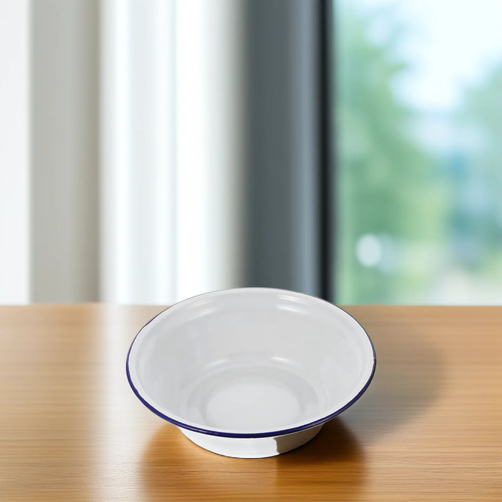 Vintage White Enamel Mixing Bowl | Retro Household Enamelware | 2 Sizes