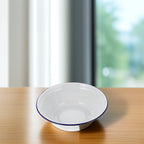 Vintage White Enamel Mixing Bowl | Retro Household Enamelware | 2 Sizes