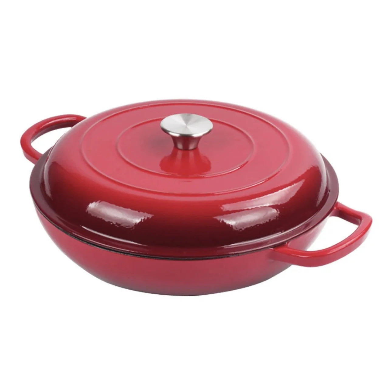 4.5L Cast Iron Dutch Oven Braiser Casserole Pan with Lid & Dual Handles – Designed for Searing, Braising, Roasting, Baking, Stews, Curries, Soups, One-Pot Meals and Everyday Cooking – Compatible with Induction & Gas Stove Red