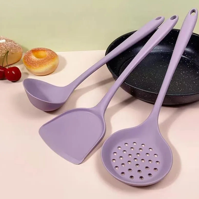 5-Piece Silicone Kitchen Utensil Set – Slotted Turner, Skimmer, Wok Turner, Soup Ladle & Rice Spoon, Non-Scratch, Great for Cooking and Everyday Kitchen Use