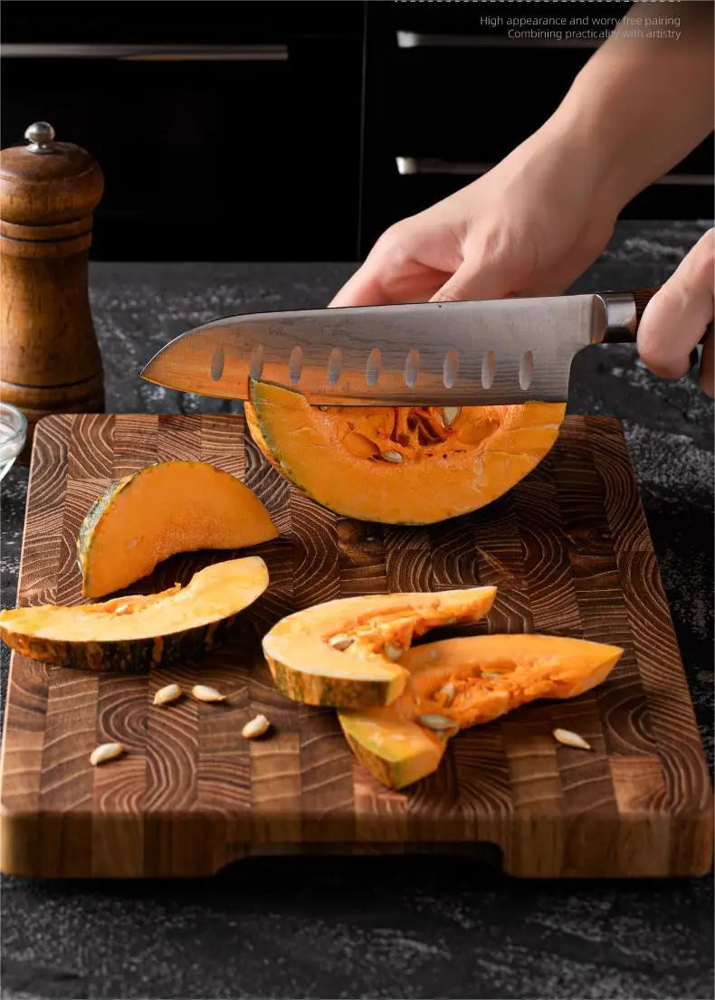 Teak Wood End Grain Cutting Board with Hidden Handles – Rectangular | 34cm & 42cm