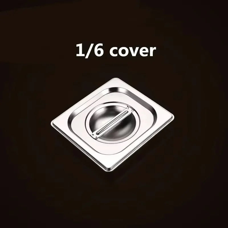 304 Stainless Steel Gastronorm GN Food Pans with Lids – 1/9, 1/6, 1/4, 1/3 & 1/2 Sizes for Buffet, Chafing & Catering 1-6 cover 17.6x17cm